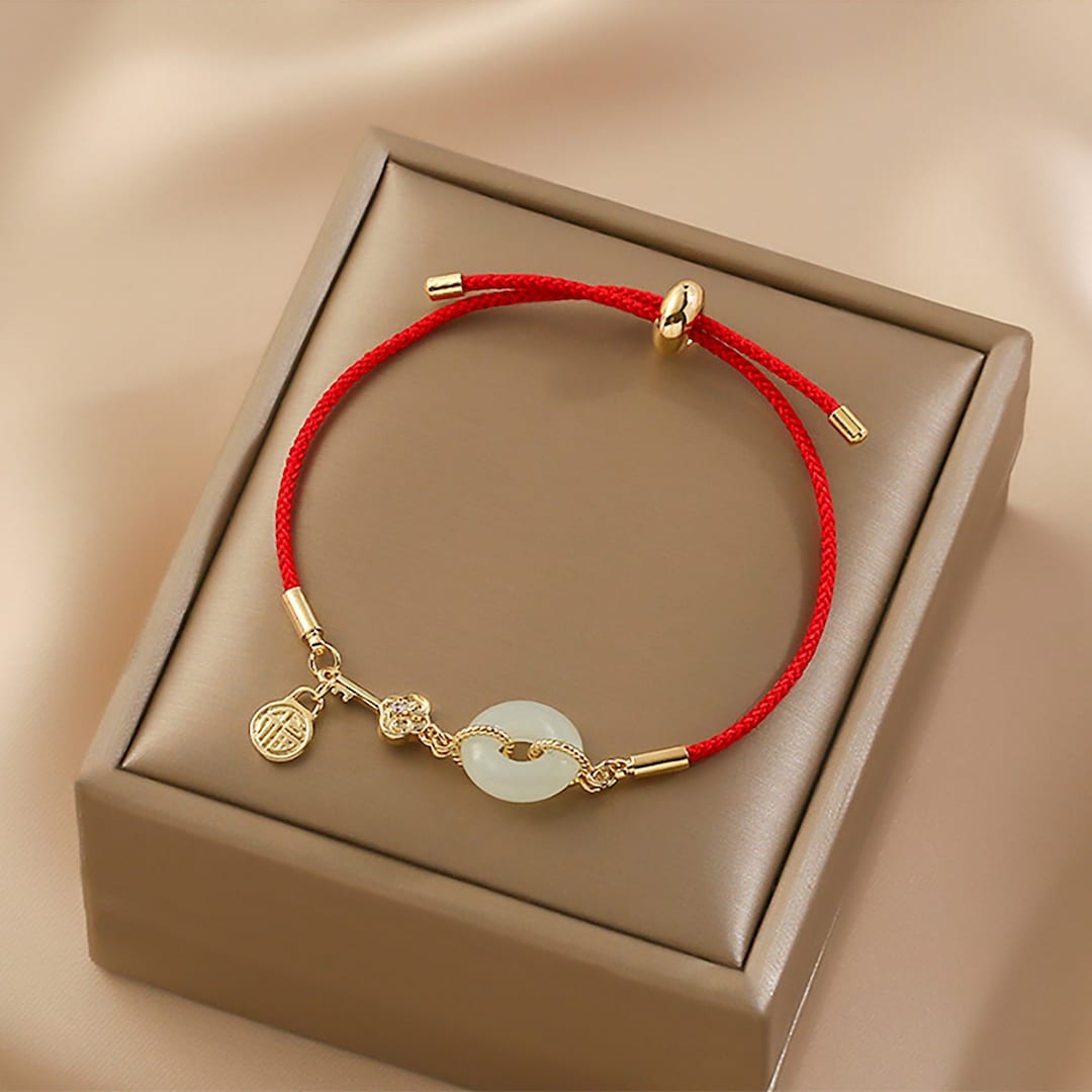 Red String Bracelet Wada Jade Ring Bracelet Red Lucky Wish Etsy