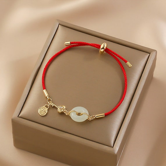 Red String Bracelet Wada Jade Ring Bracelet Red Lucky Wish Etsy