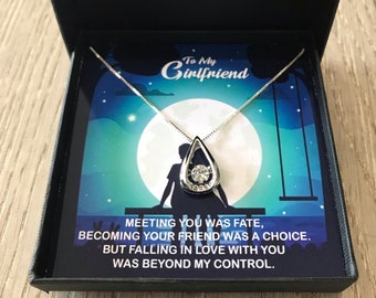 Personalizzato per la mia ragazza Collana pendente in argento - Scheda messaggio personalizzata