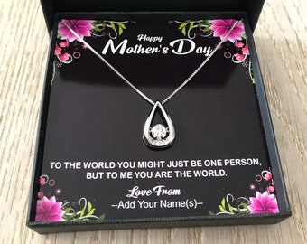 Mother's Day Personalised Silver Pendant Necklace with Message Card - Mother/Mum/Mam/Mom