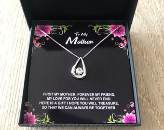 Personalizzato per la mia / nostra madre - Collana pendente in argento - Scheda messaggio personalizzata