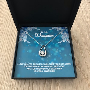 Collier à pendentif en argent personnalisé à ma/notre fille avec carte de message
