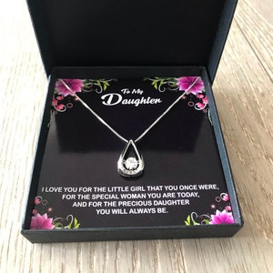 Colar com pingente de prata personalizado para minha/nossa filha com cartão de mensagem