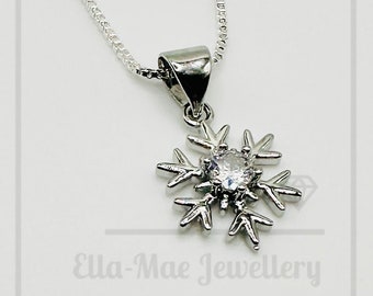 Silver Snowflake on Box Chain Necklace