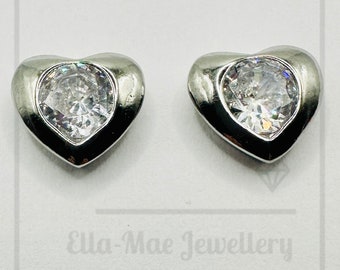 Heart Stone Stud Earrings