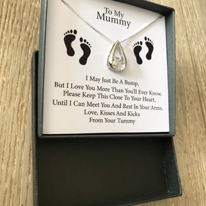 Personalised Baby Bump To My Mum/Mummy Silver Pendant Necklace with Message Card image 3