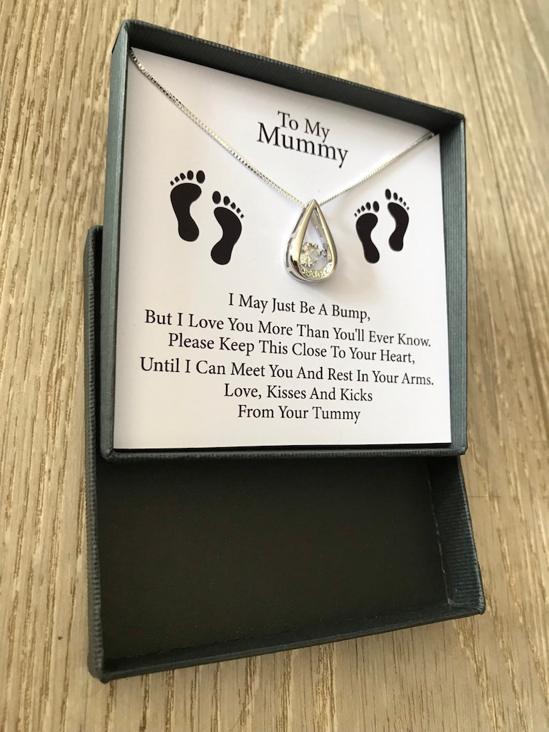 Personalised Baby Bump To My Mum/Mummy Silver Pendant Necklace with Message Card zdjęcie 3