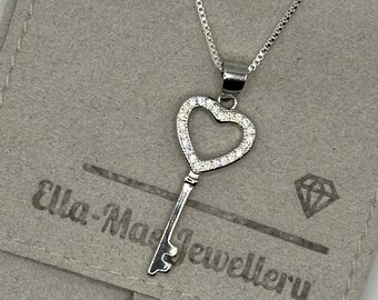 Heart Key Pendant on Box Chain