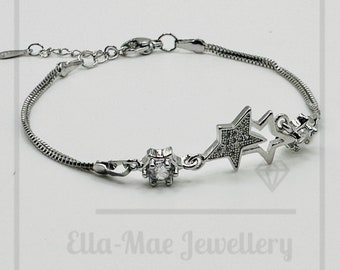 Crystal Silver Star Box Chain Bracelet