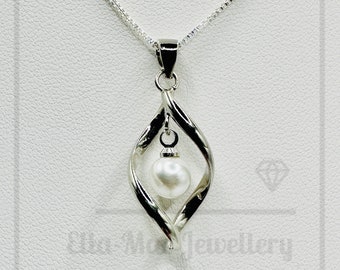 Silver Swirl Pearl Pendant