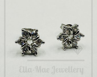 Entwined Crystal Flower Stud Earrings