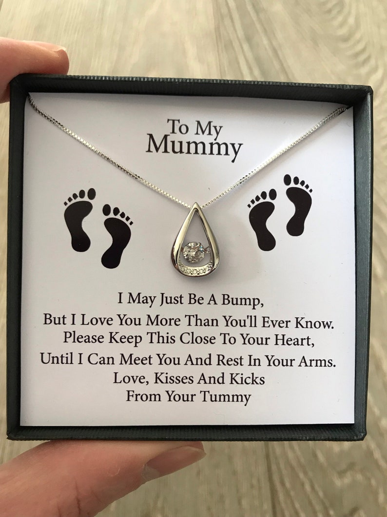 Personalised Baby Bump To My Mum/Mummy Silver Pendant Necklace with Message Card image 2