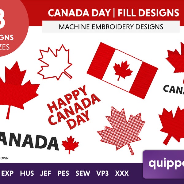 Happy Canada Day Embroidery Designs, Maple Leaf Machine Embroidery Design, Canadian Embroidery Pattern, Oh Canada Flag Quilting Pattern