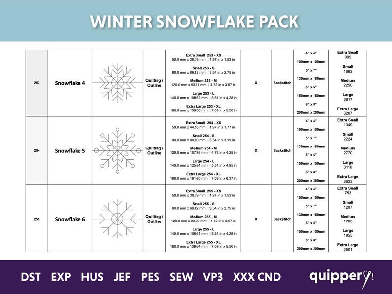 Snowflake Embroidery Designs: Winter Holiday Quilting (digital Download ...