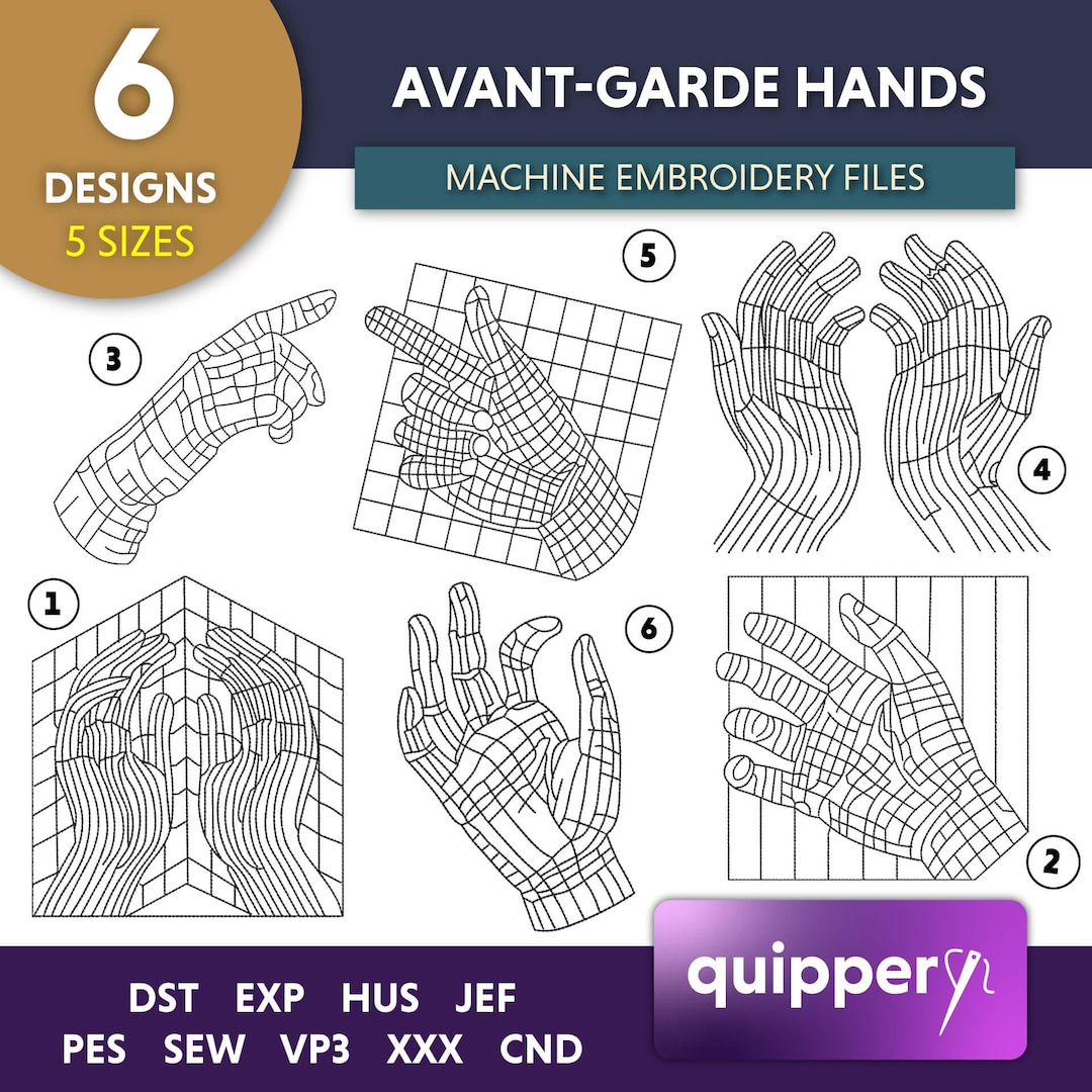 Art Deco Hand Outline Machine Embroidery Design | Minimalist Line Art ...