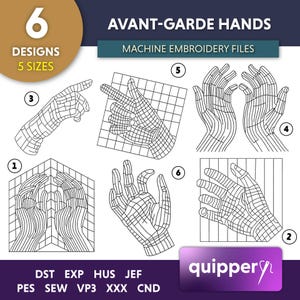 Art Deco Hand Outline Embroidery Design: Minimalist Line Art (Instant Download)