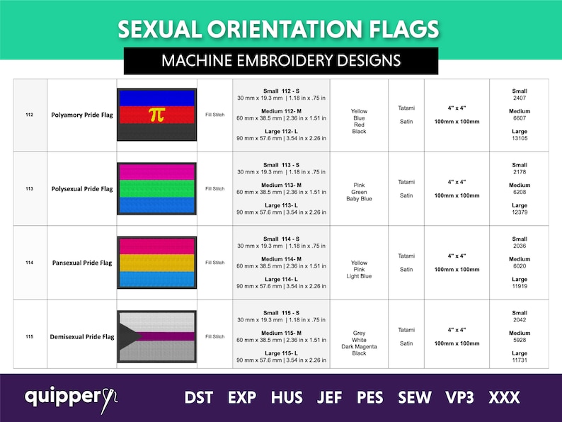 Pride Types LGBTQ+ Pride Flags Machine Embroidery Designs (digital Product) - Etsy ...