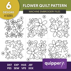 Botanical Embroidery, Easy Quilt Pattern, Floral Machine Embroidery Designs, Daisy Plant Embroidery, Exotic Flower Machine Embroidery Design