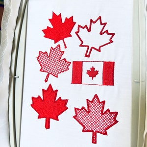 Canada Day embroidery, Maple leaf embroidery designs, Canadian flag embroidery, Patriotic Canada designs, Canadian culture embroidery, Canada Day patterns, Canadian holidays embroidery, Maple leaf patterns, Canada embroidery, Quippery Embroidery
