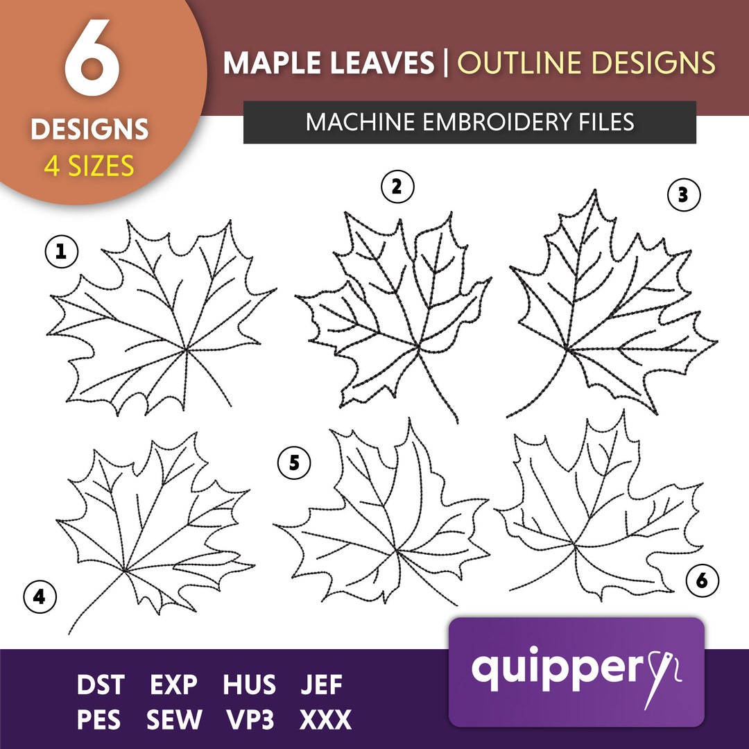 Maple Leaf Outline Machine Embroidery Designs: Autumn Quilting (digital ...