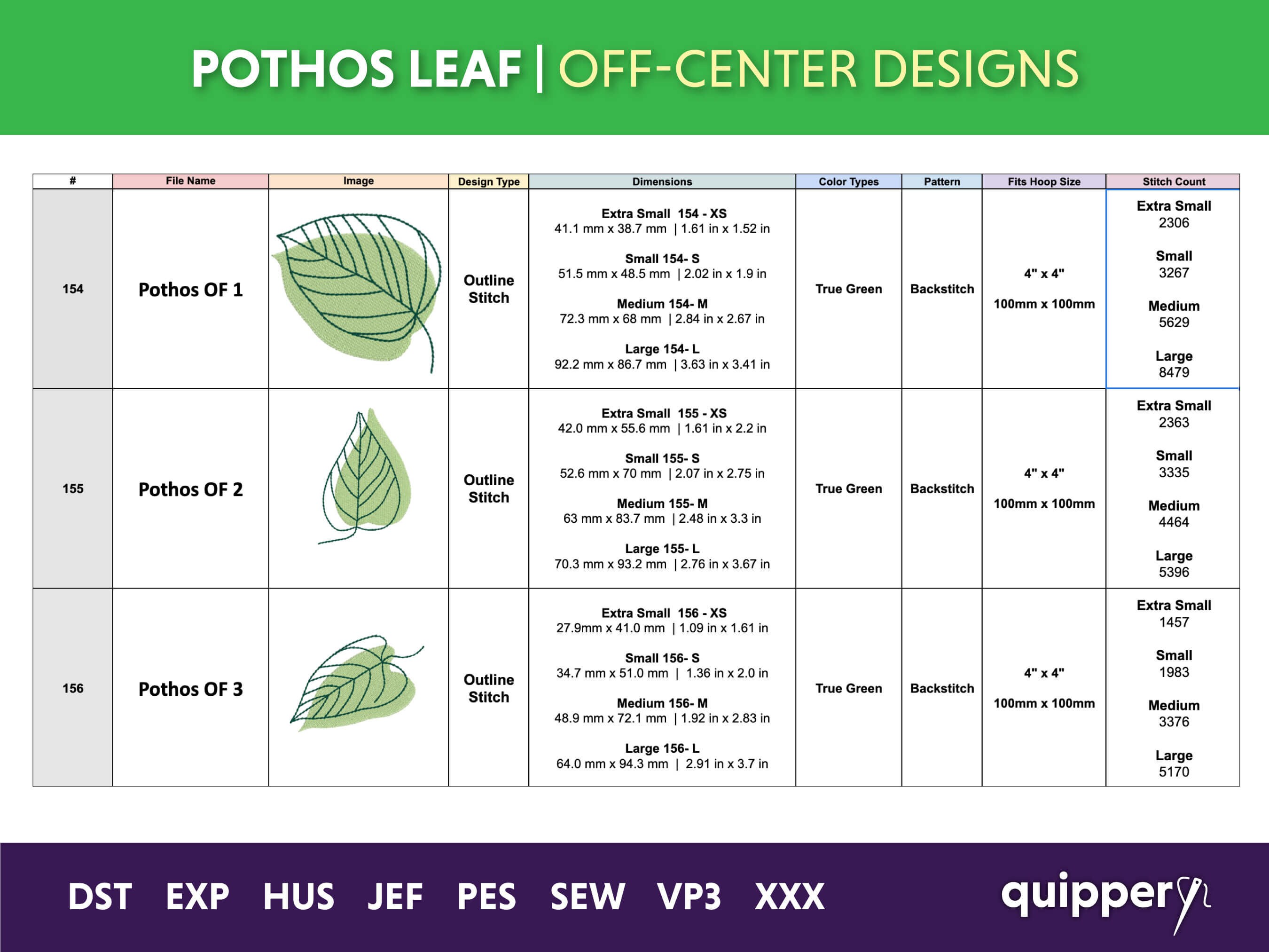 Fpp Pothos Pattern Pothos Leaf Embroidery Designs: 18 Tropical Plant Patterns (digital ...