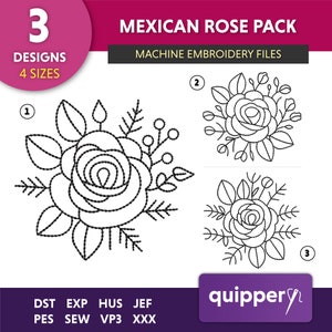 Mexican Embroidery Designs, Mexican Folk Rustic Embroidery Design, Mexican Flower Calavera Embroidery, Designs for Mexican Dresses & Blanket