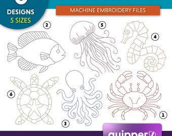 Marine Life Embroidery Designs: Ocean Quilting Patterns (Digital Download)