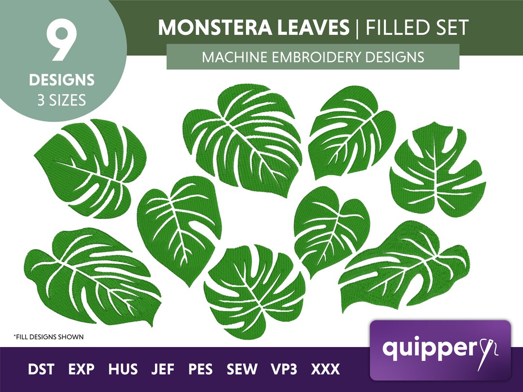 Monstera Leaf Embroidery Design Machine Embroidery Design Monstera