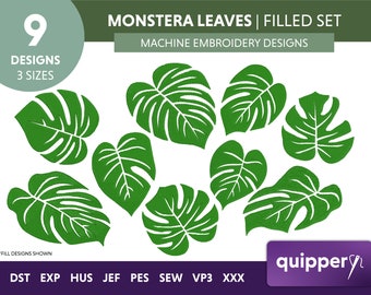 Monstera Leaf Embroidery Design: Tropical Plant Pattern (PES File)