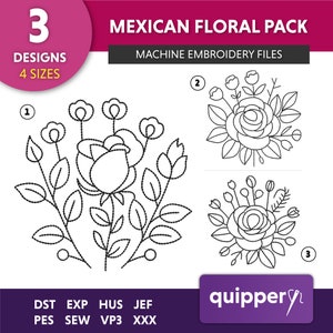 Mexican Foral Embroidery Designs, Mexican Dress Embroidery Designs, Flowers Dress Embroidery Designs, Mexican Flowers Calavera Designs