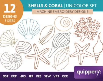 Seashells & Coral Machine Embroidery Designs: Beach Decor (Digital Product)