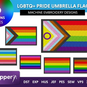 Desenhos de bordados de bandeiras do orgulho LGBTQ+: gays, queer, intersexuais (PES 4X4)