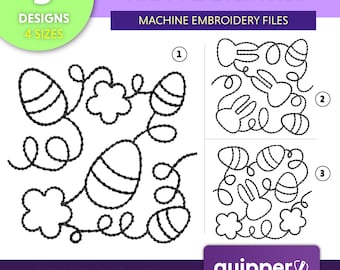 Easter Embroidery Designs: Bunny & Eggs Applique (Digital Product)