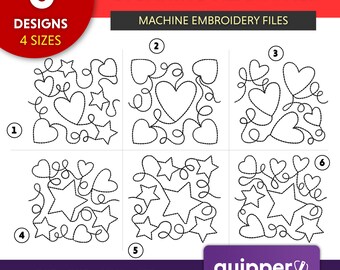 Love Hearts Machine Embroidery Designs: Valentine's Quilting (Digital Product)