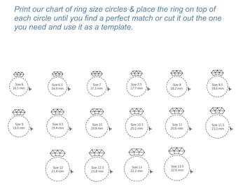 Printable Ring Sizer: International Ring Size Chart (Instant Download)