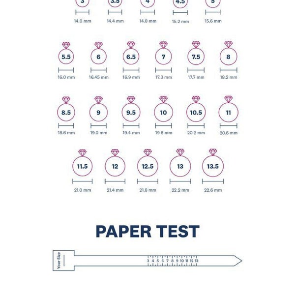 Printable Ring Sizer | Ring Size Finder | Ring Size Measuring Tool | International Ring Size Chart | Measure Ring Size | Instant Download