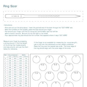 Printable Ring Sizer: International Size Chart (Instant Download)