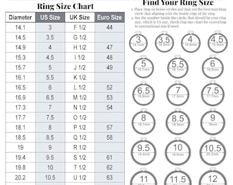 Druckbares Diamant Ringmaß | Ringgrößenmesser | Ringgröße Messen | Internationale Ringgrößentabelle | Ring-Messer-Werkzeug | Sofort Download