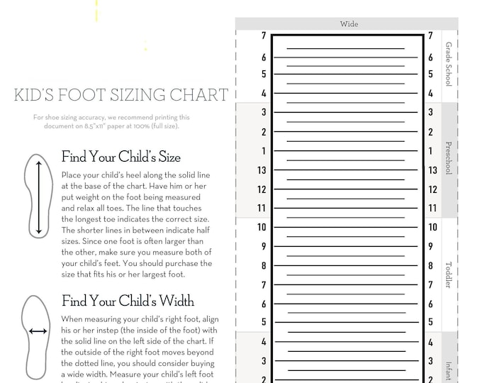 Simple Foot Size Charts Women Men Kids Foot Sizes Charts - Etsy