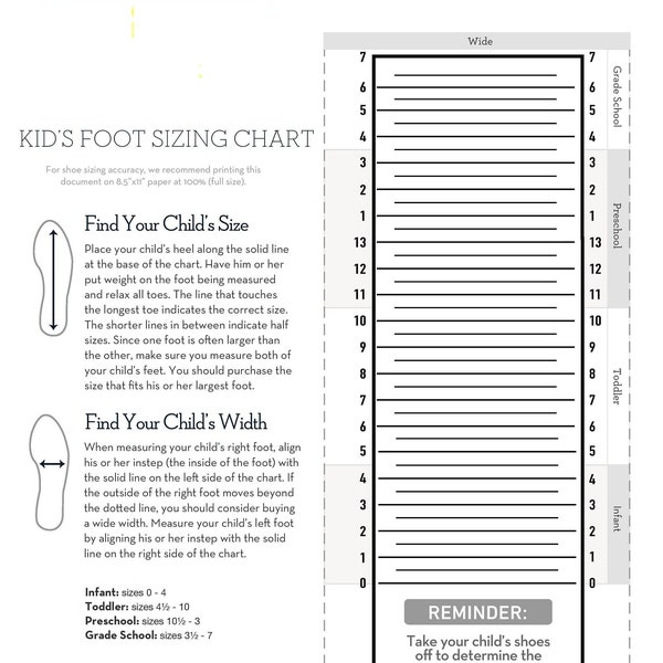 Simple Foot Size Charts | Women Men Kids Foot Sizes Charts | Shoe Size Chart Template | Basic Shoe Size Determiner |Instant Digital Download