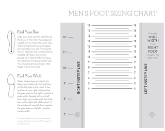 Men's shoe size measurement chart deals