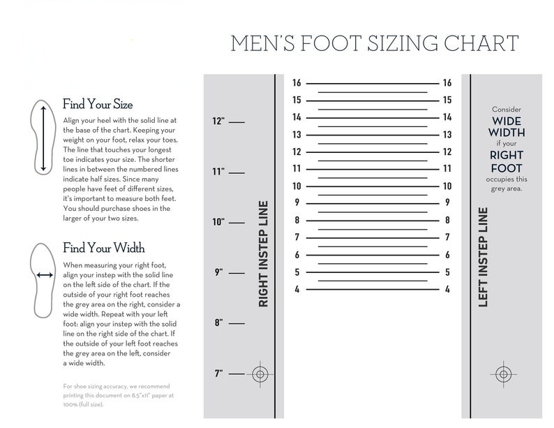 Simple Foot Size Charts Women Men Kids Foot Sizes Charts - Etsy