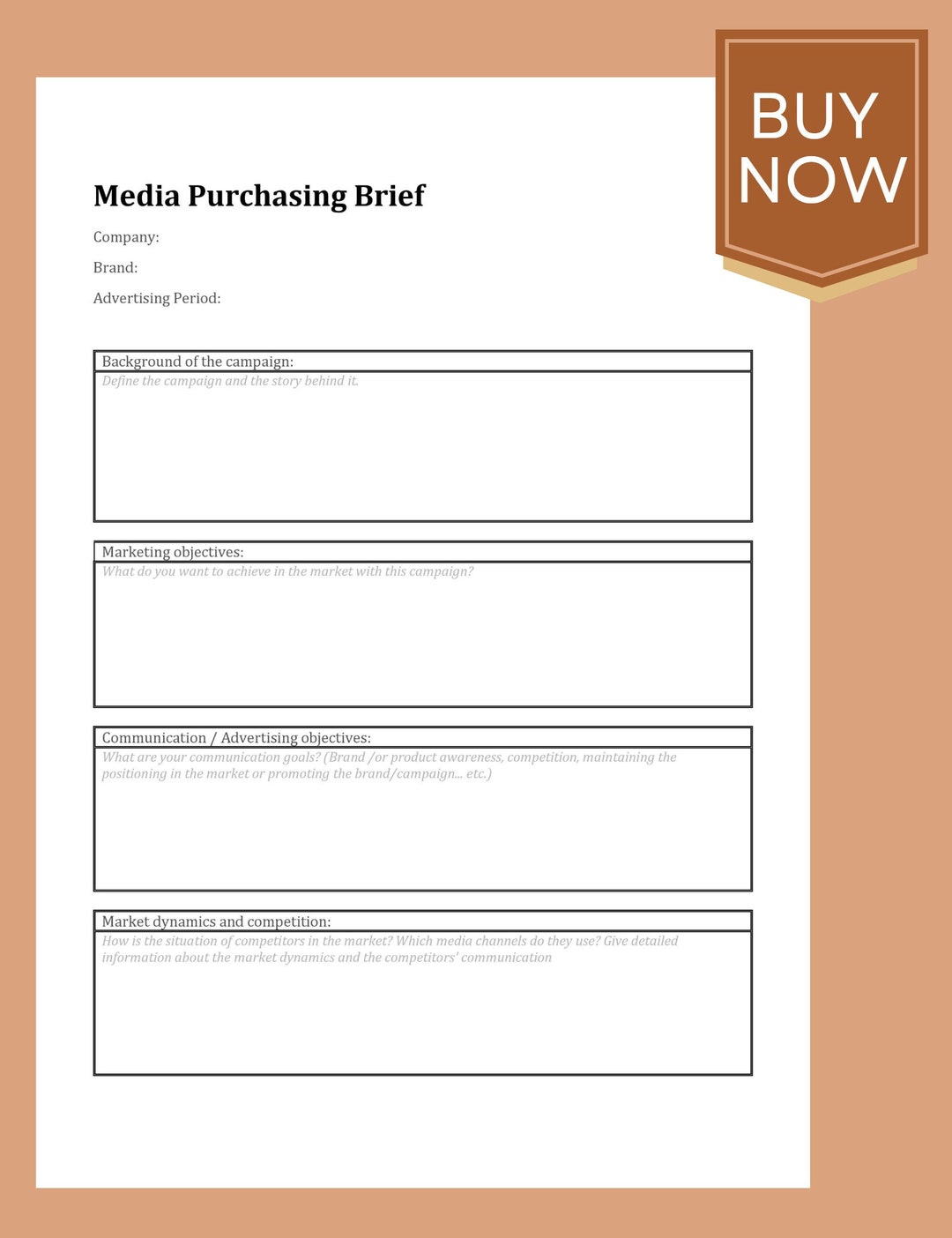 Media Buying Brief Template: Campaign Planner (instant Download) - Etsy