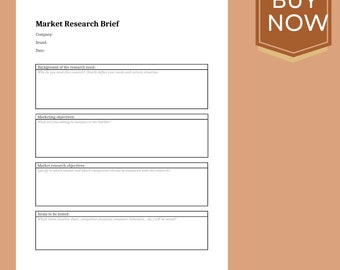 Market Research Brief Template| Market Research Planner| Market Design Brief|Market Research Proposal Template| Client Brief|Target Audience