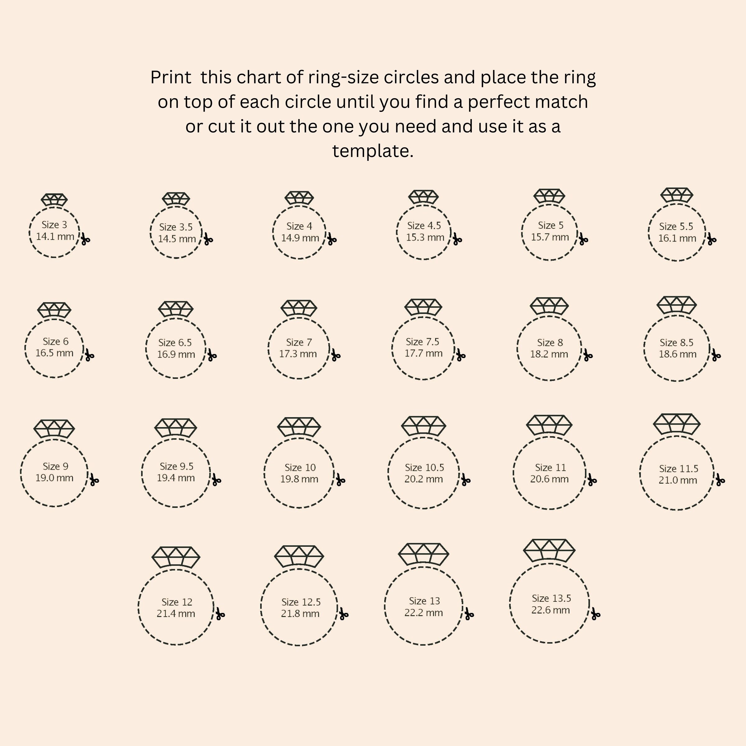 Printable Ring Sizer Ring Size Finder Ring Size Measuring Tool 