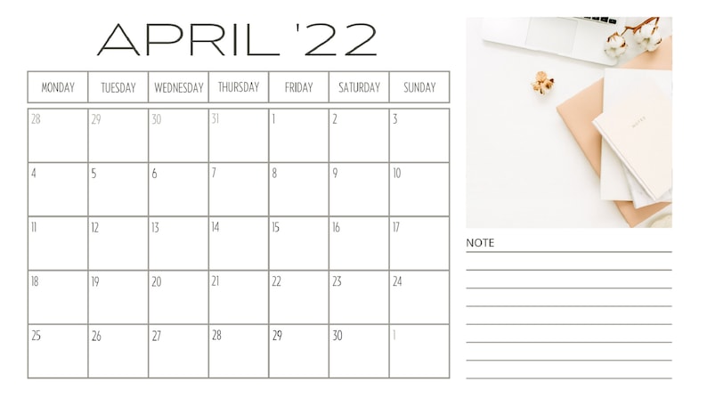 Printable Minimalist April May Calendar BONUS to Do List | Etsy