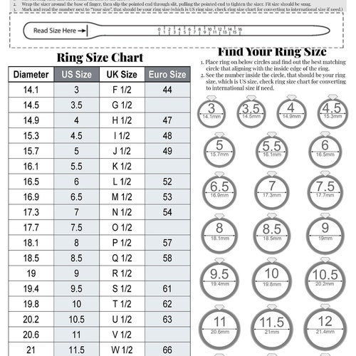 Printable Diamond Ring Sizer Ring Size Finder Ring Size - Etsy