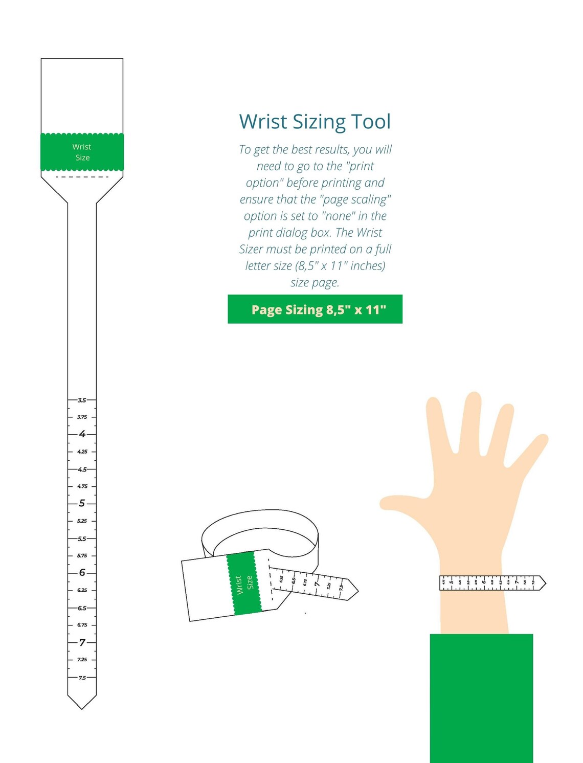 Printable Kids Bracelet Sizers Kids Wrist Size Finder Bracelet Size