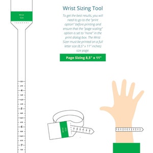 Printable Kids Bracelet Sizer: International Size Chart (Instant Download)