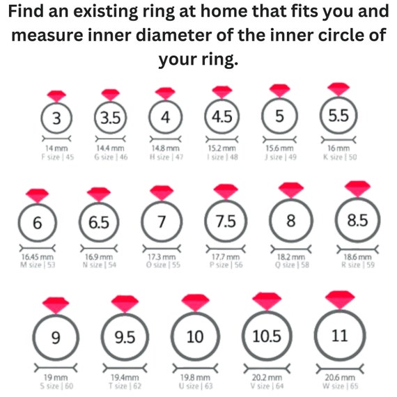 Printable Diamond Ring Sizer Ring Size Finder Ring Size Measuring